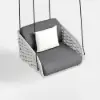Cocaro Outdoor Rope Weave Aluminium Swing Chair with Cushion for 1 in Grey