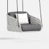 Cocaro Outdoor Rope Weave Aluminium Swing Chair with Cushion for 1 in Grey