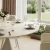 Modern 39" Round Matte Travertine Sintered Stone Dining Table, Seats 2