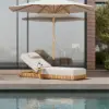 Flutera Outdoor Aluminium Adjustable Fluted Lounge Chaise in Warm White