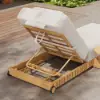 Flutera Outdoor Aluminium Adjustable Fluted Lounge Chaise in Warm White