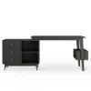 Picture of Ultic Matte Black L-Shaped Home Office Desk & Faux Leather Office Chair Set with Wheels