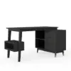 Picture of Ultic Matte Black L-Shaped Home Office Desk & Faux Leather Office Chair Set with Wheels