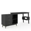 Picture of Ultic Matte Black L-Shaped Home Office Desk & Faux Leather Office Chair Set with Wheels