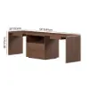 Walnut Double Desk with Drawers & 2 Black PU Leather Modern Home Office Chairs