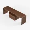 Walnut Double Desk with Drawers & 2 Black PU Leather Modern Home Office Chairs