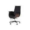Walnut Double Desk with Drawers & 2 Black PU Leather Modern Home Office Chairs
