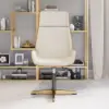 Picture of Warm White Curved Wooden Office Desk & Adjustable Swivel Executive Chair in Beige & Gold