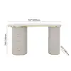Picture of Warm White Curved Wooden Office Desk & Adjustable Swivel Executive Chair in Beige & Gold