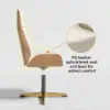 Picture of Warm White Curved Wooden Office Desk & Adjustable Swivel Executive Chair in Beige & Gold