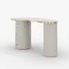 Picture of Warm White Curved Wooden Office Desk & Adjustable Swivel Executive Chair in Beige & Gold