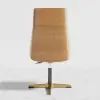 Picture of Warm White Curved Wooden Office Desk & Adjustable Swivel Executive Chair in Beige & Gold