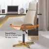 Walnut Curved Wooden Office Desk & Adjustable Swivel Executive Chair in Beige & Gold