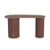 Walnut Curved Wooden Office Desk & Adjustable Swivel Executive Chair in Beige & Gold