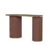 Walnut Curved Wooden Office Desk & Adjustable Swivel Executive Chair in Beige & Gold