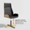 Matte Black Curved Wooden Office Desk & Adjustable Swivel Executive Chair in Black
