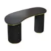 Matte Black Curved Wooden Office Desk & Adjustable Swivel Executive Chair in Black