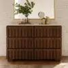 Picture of Florva Modern 47” Ash Wood 6 Drawer Dresser with Faux Travertine Sintered Stone Top
