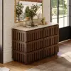 Picture of Florva Modern 47” Ash Wood 6 Drawer Dresser with Faux Travertine Sintered Stone Top