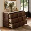 Picture of Florva Modern 47” Ash Wood 6 Drawer Dresser with Faux Travertine Sintered Stone Top