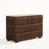 Picture of Florva Modern 47” Ash Wood 6 Drawer Dresser with Faux Travertine Sintered Stone Top