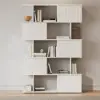 Picture of Modern 60" White Standing Office Desk & Sliding Door Etagere Bookshelf