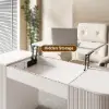 Picture of Modern 60" White Standing Office Desk & Sliding Door Etagere Bookshelf