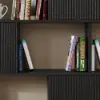 Modern 60" Black Standing Office Desk & Sliding Door Etagere Bookshelf