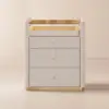 Picture of Vallux 29.5" Fluted Leather Closet Island 7 Drawer Dresser with Light & Jewellery Storage