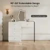 Krila White Makeup Vanity with LED Mirror & Charging Station (40"–55")