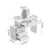 Krila White Makeup Vanity with LED Mirror & Charging Station (40"–55")