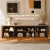 203 cm Ash Wood Walnut TV Stand with Sintered Stone Top, Drawers & LED