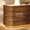 203 cm Ash Wood Walnut TV Stand with Sintered Stone Top, Drawers & LED