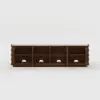 203 cm Ash Wood Walnut TV Stand with Sintered Stone Top, Drawers & LED