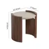 20" Walnut Round Side Table with Travertine Top