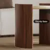20" Walnut Round Side Table with Travertine Top