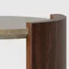 20" Walnut Round Side Table with Travertine Top