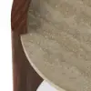 20" Walnut Round Side Table with Travertine Top