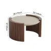 28" Walnut Round Coffee Table with Travertine Top