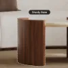 2 Piece Set Walnut Round Coffee Table with Travertine Top (20" - 28")