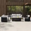 Costra Modern Aluminium & Rope Outdoor Swivel Sofa Set with Coffee Table & Cover in Black