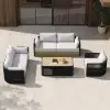 Costra Modern Aluminium & Rope Outdoor Swivel Sofa Set with Coffee Table & Cover in Black