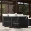 Costra Modern Aluminium & Rope Outdoor Swivel Sofa Set with Coffee Table & Cover in Black