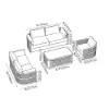 Costra Modern Aluminium & Rope Outdoor Swivel Sofa Set with Coffee Table & Cover in Black