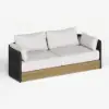 Costra Modern Aluminium & Rope Outdoor Swivel Sofa Set with Coffee Table & Cover in Black
