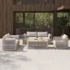 Costra Modern Aluminium & Rope Outdoor Swivel Sofa Set with Coffee Table & Cover in Ivory
