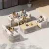 Costra Modern Aluminium & Rope Outdoor Swivel Sofa Set with Coffee Table & Cover in Ivory