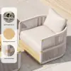 Costra Modern Aluminium & Rope Outdoor Swivel Sofa Set with Coffee Table & Cover in Ivory