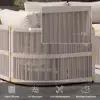 Costra Modern Aluminium & Rope Outdoor Swivel Sofa Set with Coffee Table & Cover in Ivory