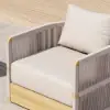 Costra Modern Aluminium & Rope Outdoor Swivel Sofa Set with Coffee Table & Cover in Ivory